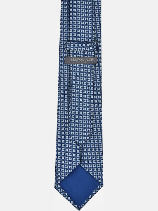 Berto Lucci Men's Tie with Printed Pattern in Blue Color
