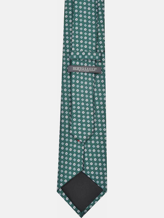Berto Lucci Men's Tie with Printed Pattern in Green Color