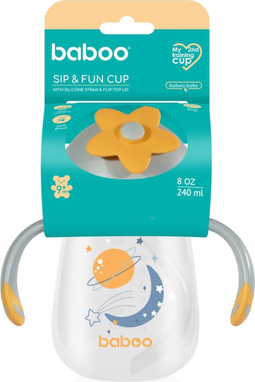 Baboo Pahar Pentru Copii Cu Mânere și Paie Cup With Silicone Nipple din Silicon Albastru 240ml