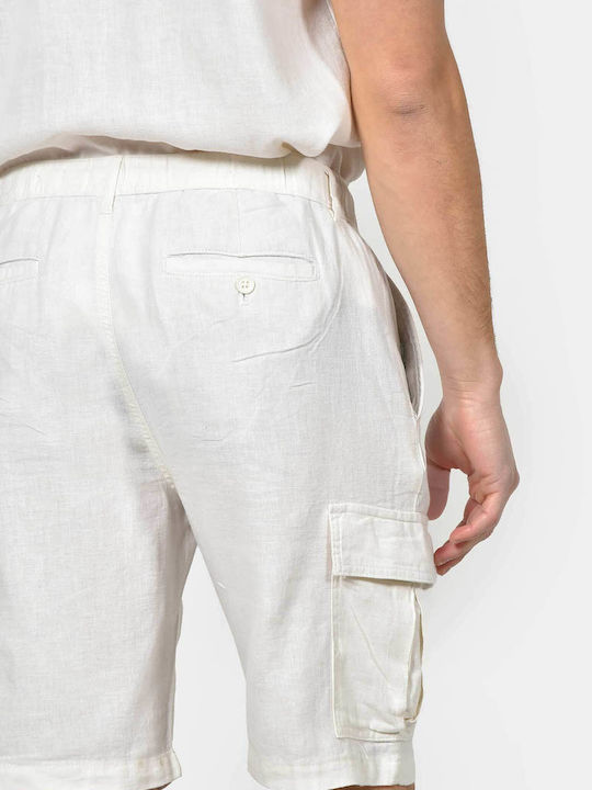 Pantaloni Scurți Bărbați Cargo Albi