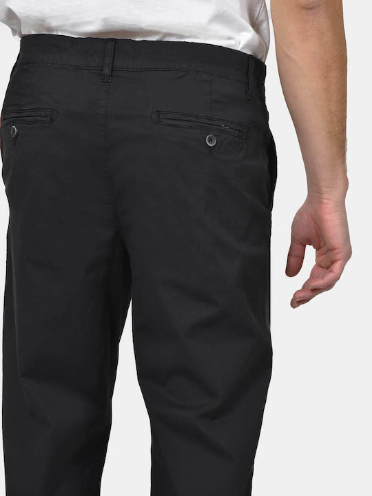 Herrenhose Chinos Elastische Entspannte Passform Schwarz
