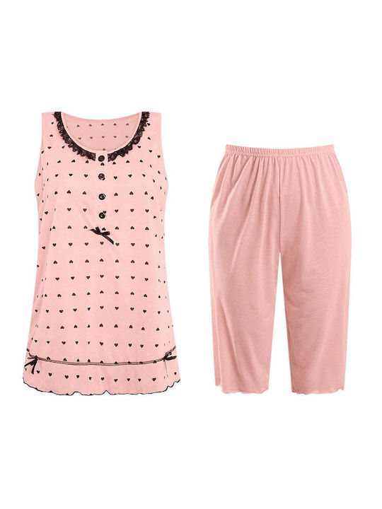 Celestino Set Pijamale Dama Inimi Somon