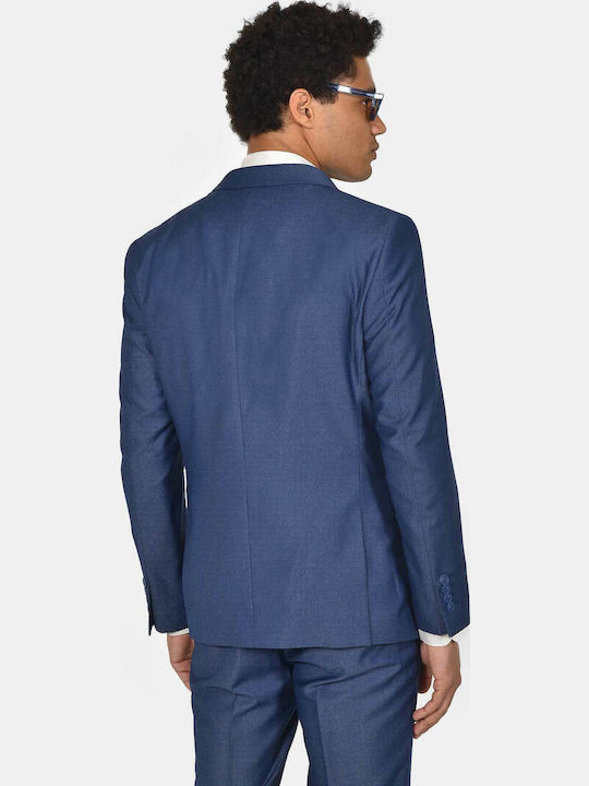 Men's Suit with Vest Slim Fit Blue