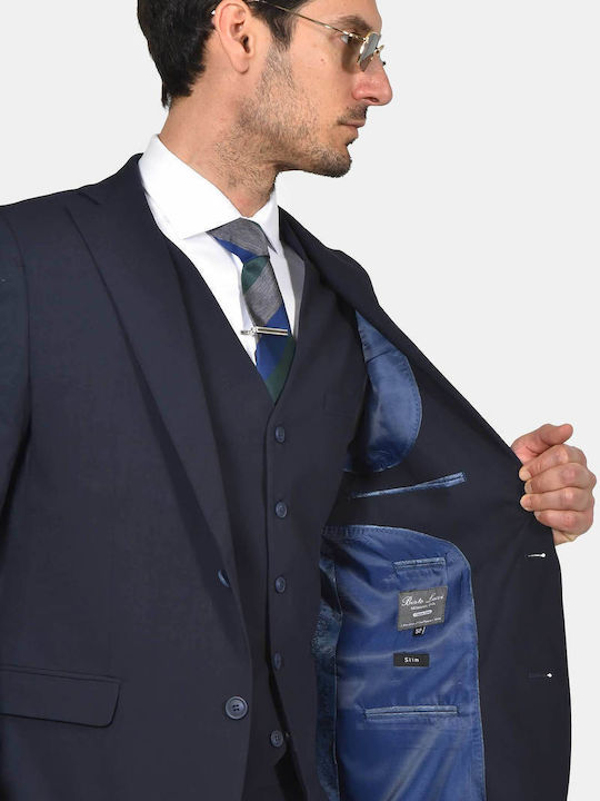 Winter Herrenanzug mit Weste mit Schlanker Passform Marineblau