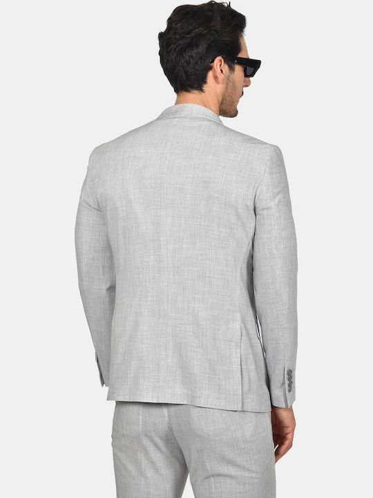 Winter Men's Suit with Vest Slim Fit Light Grey