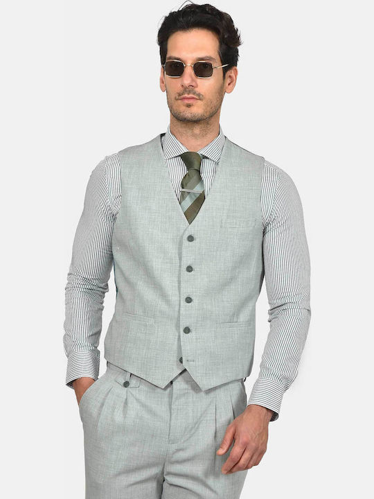 Winter Men's Suit with Vest Slim Fit Green