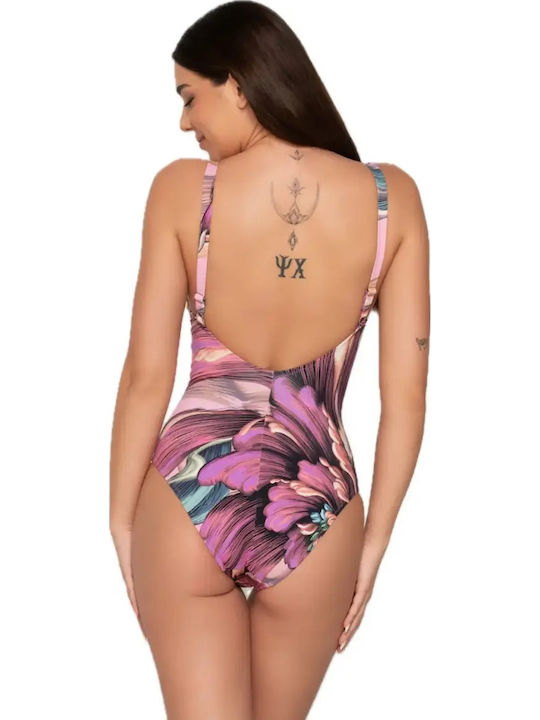 One Piece Swimsuit For Large Bust Floral Pink