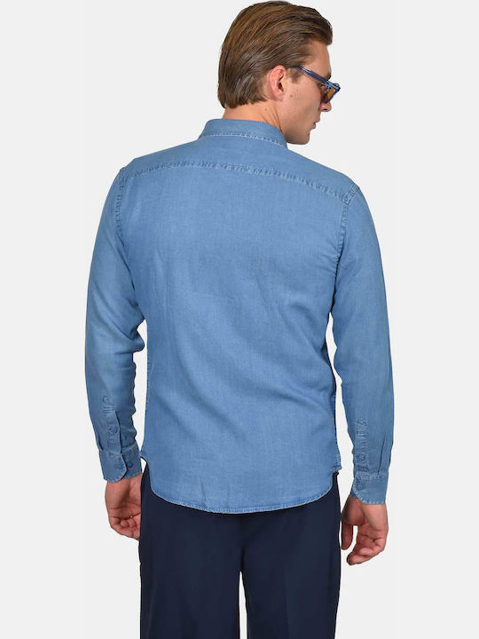 Long Sleeve Denim Shirt in Regular Fit Blue