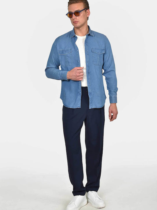 Long Sleeve Denim Shirt in Regular Fit Blue