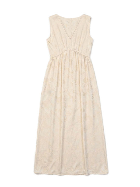 Sommer Maxi Abendkleid Satin Ecru