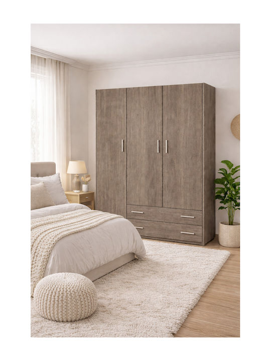 Τρίφυλλη Ντουλάπα Σταχτί 110x50x180cm