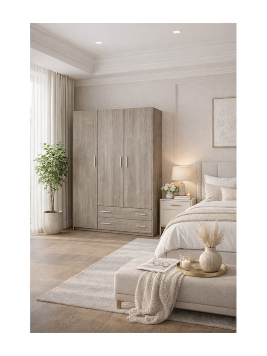 Τρίφυλλη Ντουλάπα Σταχτί 110x50x180cm