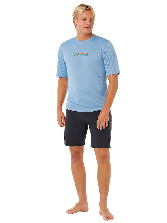Rip Curl Icons UPF 50 Men Short Sleeve Sun Protection Shirt Blue