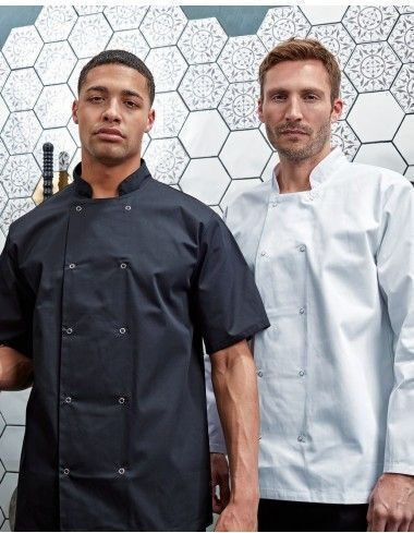Coat Chef 100% Cotton made Black with Short Sleeve PR665