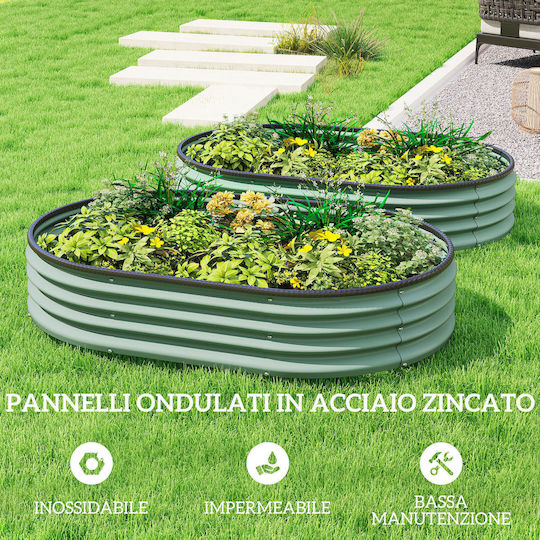 Outsunny Flower Bed Garden Fence Metal 135x90x30cm Green