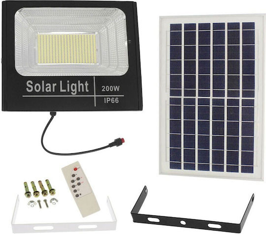 Jortan Waterproof Solar LED Flood Light 200W Cold White 5000K with Photocell and Remote Control IP66