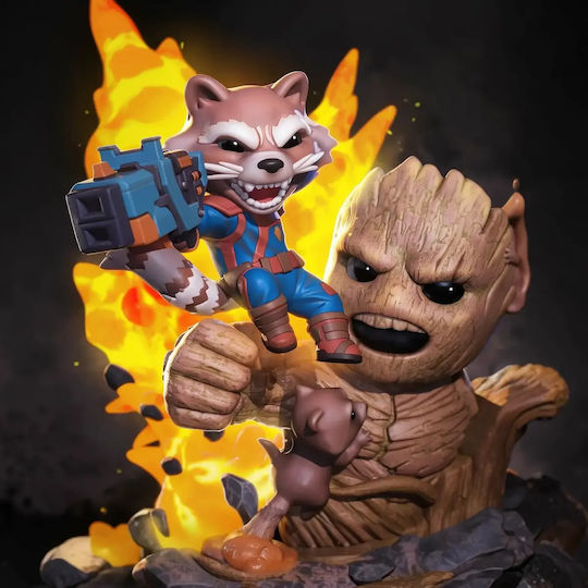 Unpainted 3D Chibi Figure Rocket Groot Guardians Galaxy Painting DIY Gift Colors 15.2 Cm 1:12