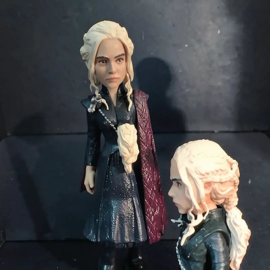Unpainted 3D Figure Game Thrones Daenerys Targaryen Chibi 3D Printing Figurine Painting DIY Gift Colors 15.2 Cm 1:12