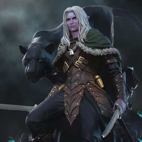 Небоядисана 3D Фигура Drizzt Do Urden Пантера Baldurs Gate 3D Боядисване DIY Подарък Цветове 15,2 см 1:12