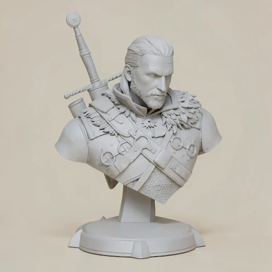 Figurină 3D Nevopsită Geralt Bust 155mm Cap Demon The Witcher 3 Vopsire Diy Cadou Culori 15,2 Cm 1:12