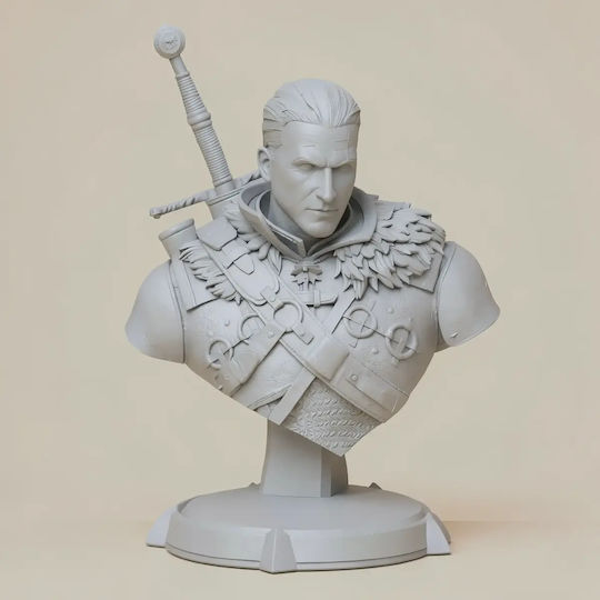 Figurină 3D Nevopsită Geralt Bust 155mm Cap Demon The Witcher 3 Vopsire Diy Cadou Culori 15,2 Cm 1:12