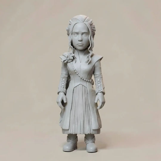Unpainted 3D Figure Game Thrones Daenerys Targaryen Chibi 3D Printing Figurine Painting DIY Gift Colors 20 Cm 1:8