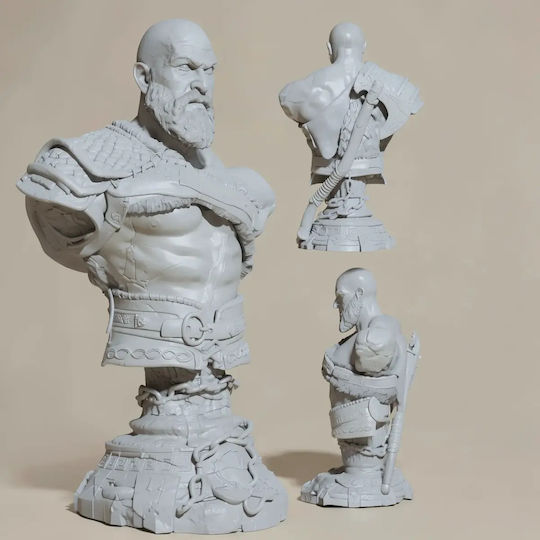 Небоядисана 3D Фигура Old Kratos Bust 3D Боядисване DIY Подарък Цветове 30 см 1:6