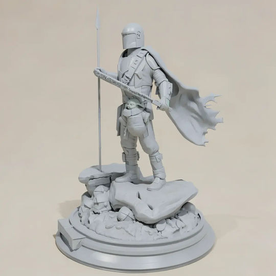 Unpainted 3D Mandalorian Statue Standing From Starwars Diy Painting Gift Colors 30 Cm 1:6