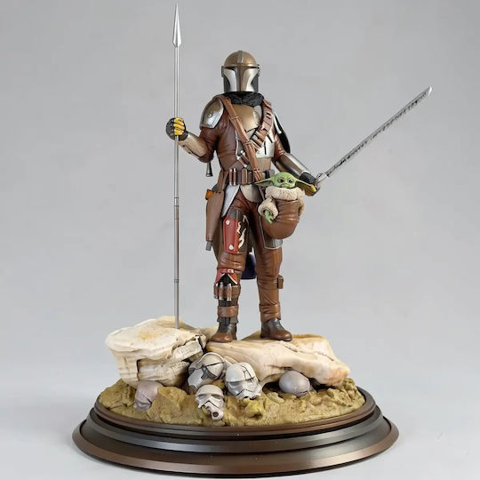 Unpainted 3D Mandalorian Statue Standing From Starwars Diy Painting Gift Colors 30 Cm 1:6