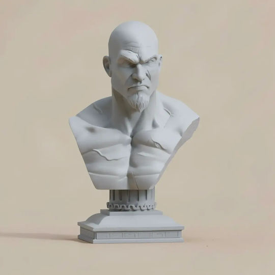 Άβαφη 3d Sammelbare Figur Kratos Gott des Krieges Bust 3d Modell Skulptur Bemalung Diy Geschenk Farben 20 Cm 1:8