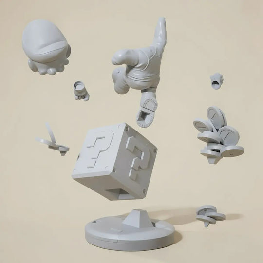 Άβαφη 3d Φιγούρα Super Mario Bros On Mystery Box Βάψιμο Diy Δώρο Χρώματα 20 Cm 1:8
