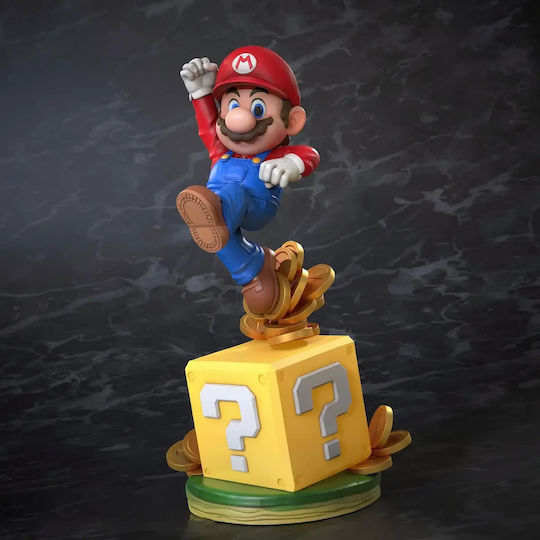 Άβαφη 3d Φιγούρα Super Mario Bros On Mystery Box Βάψιμο Diy Δώρο Χρώματα 20 Cm 1:8