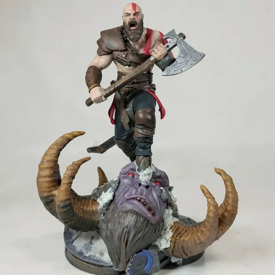Sammlbare Figur 3d Kratos On Fire Troll Kopf Gott des Krieges Bemalt Diy Geschenk Farben 20 Cm 1:8