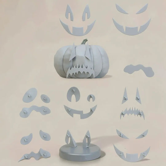 Небоядисана 3D Фигура Various Pumpkin Head Face Head Хелоуин Боядисване DIY Подарък Цветове 30 см 1:6