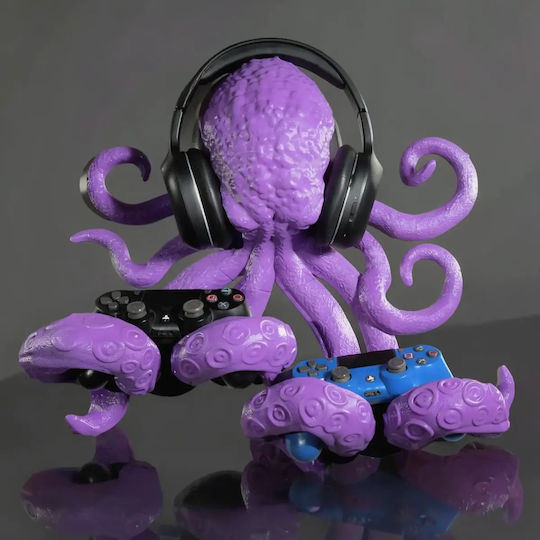Небоядисана 3D Фигура Octopus Controller Headphone Holder 3D Боядисване DIY Подарък Цветове 15,2 см 1:12