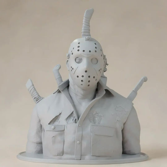 Unpainted 3D Figure Jason Halloween Bust Ready To Paint DIY Gift Colors 20 Cm 1:8
