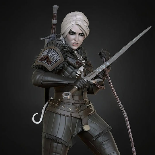 iLovePrints Sammelbare Figuren Άβαφη 3d Figur Ciri Witcher Ketten-Schwert 185mm Bemalen Diy Geschenk Farben 20 Cm 1:8