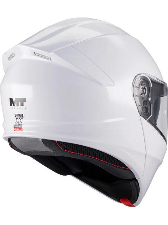 MT Genesis Gloss Weiß Motorradhelm Flip-Up DOT / ECE 22.06 Gewicht (+/-50 gr) mit Sonnenblende