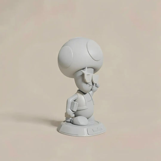 Unpainted 3D Figure Mushbert Super Mario Files Painting DIY Gift Colors 20 Cm 1:8