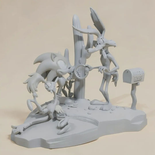 Unpainted 3D Figure Coyote Revenge Sonic Sculptures 3D Printing Painting DIY Gift Colors 15.2 Cm 1:12