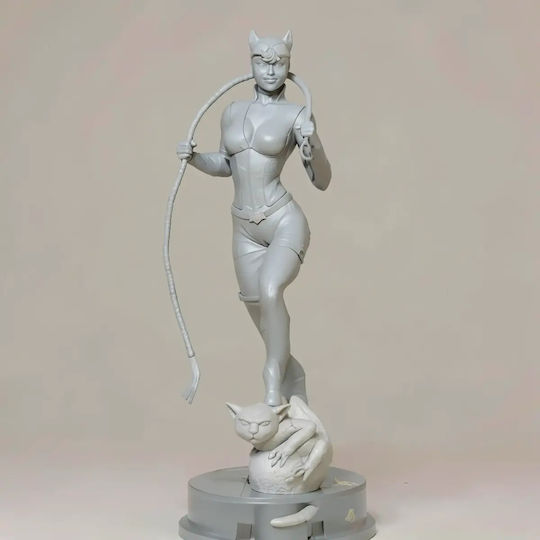 Unpainted 3D Figur Catwoman auf Base Bemalt Diy Geschenk Farben 30 Cm 1:6
