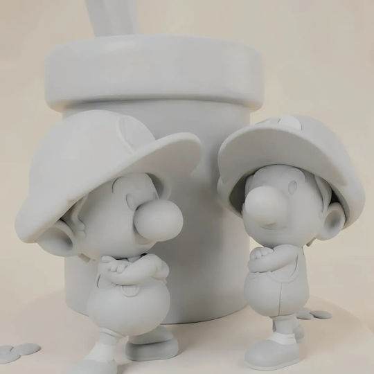 Άβαφη 3d Sammelbare Figur Mario Luigi Pen Holder Basis Diy Δώρο Χρώματα 15,2 Cm 1:12