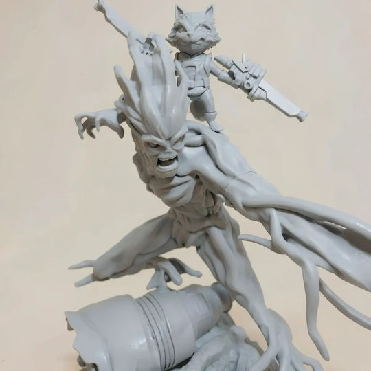 Άβαφη 3d Φιγούρα Rocket Vs Groot V2 Βάψιμο Diy Δώρο Χρώματα 30 Cm 1:6