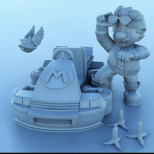 Unpainted 3D Figure Super Mario Back To Future Painting DIY Gift Colors 30 Cm 1:6