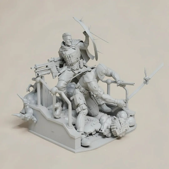 Άβαφη 3d Φιγούρα Deadpool Cable Βάψιμο Diy Δώρο Χρώματα 30 Cm 1:6