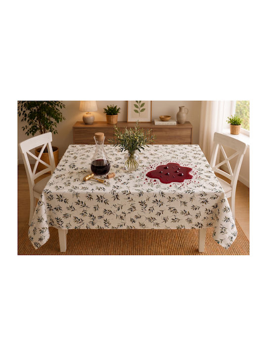 Τραπεζομάντηλο με Δαντέλα Αλέκιαστο Σετ Lace Olive 120x160εκ.