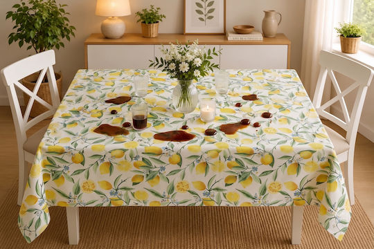 Σετ Τραπεζομάντηλο Αλέκιαστο Big Lemon 140x180εκ.