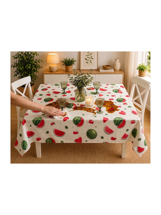 NufJoy Fleckabweisendes Tischtuch Set Wassermelone 140x180cm