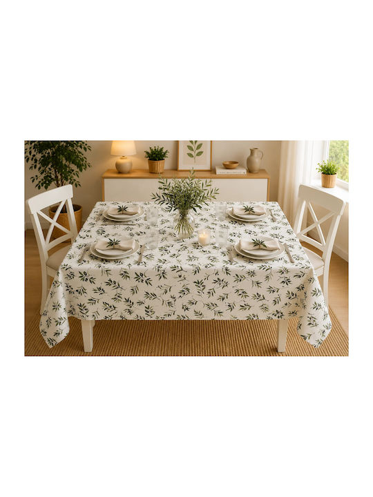 NufJoy Fleckabweisendes Tischtuch Set Loom Olive 140x180cm