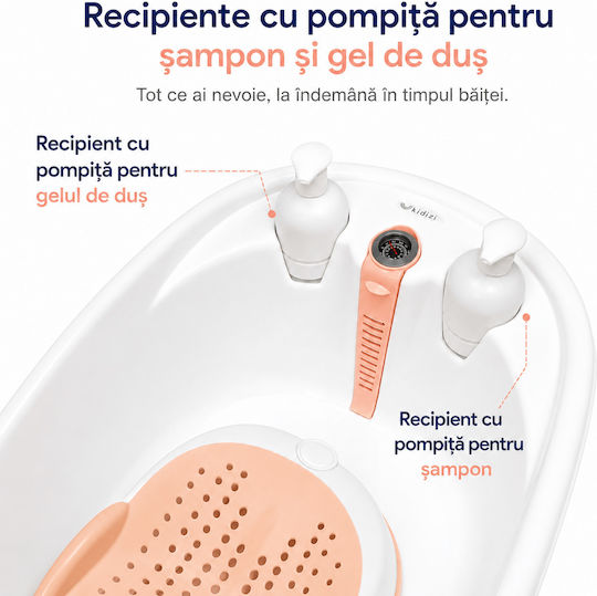 Kidizi Baie Pliabilă Pentru Bebeluși Cu Termometru Roz